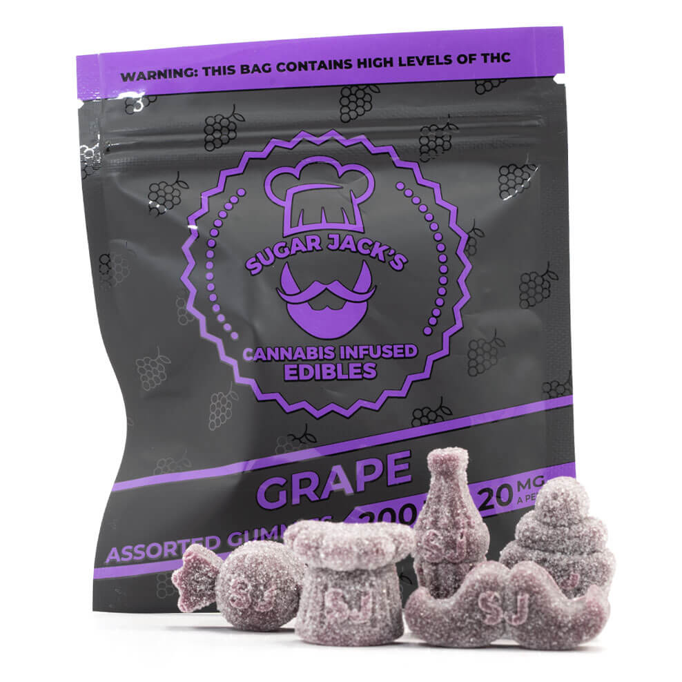 200mg THC Assorted Grape Gummies (Sugar Jack's)