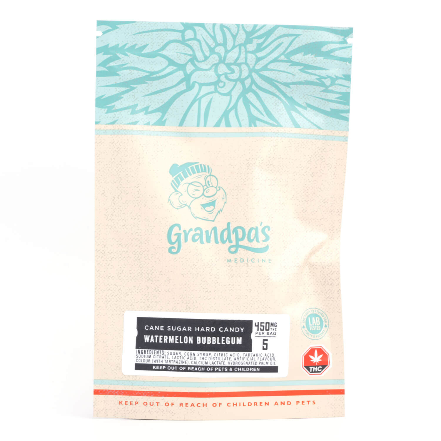 450mg THC Watermelon Bubble Gum Hard Candies (Grandpa's Medicine)