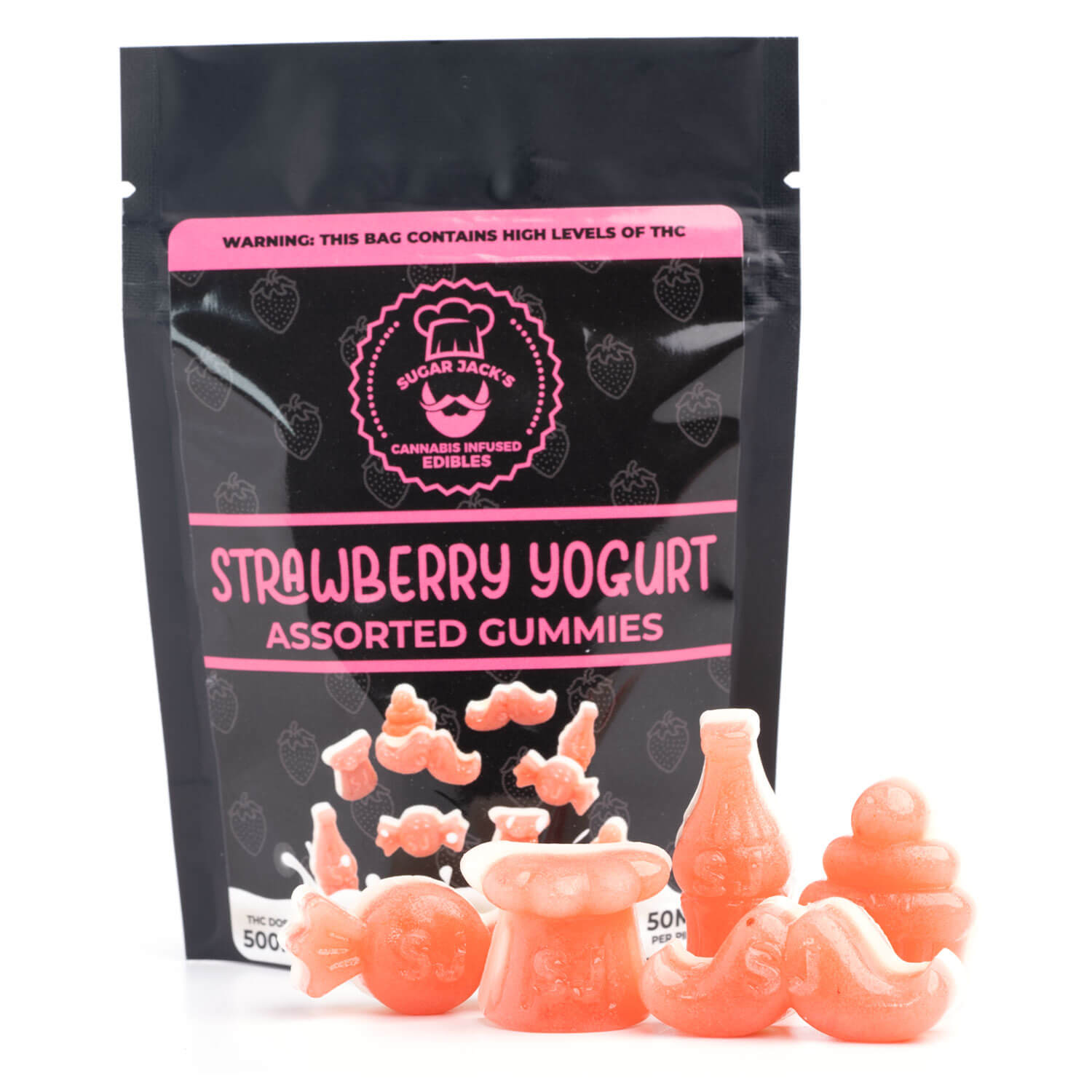 500mg THC Strawberry Yogurt Gummies (Sugar Jack's)