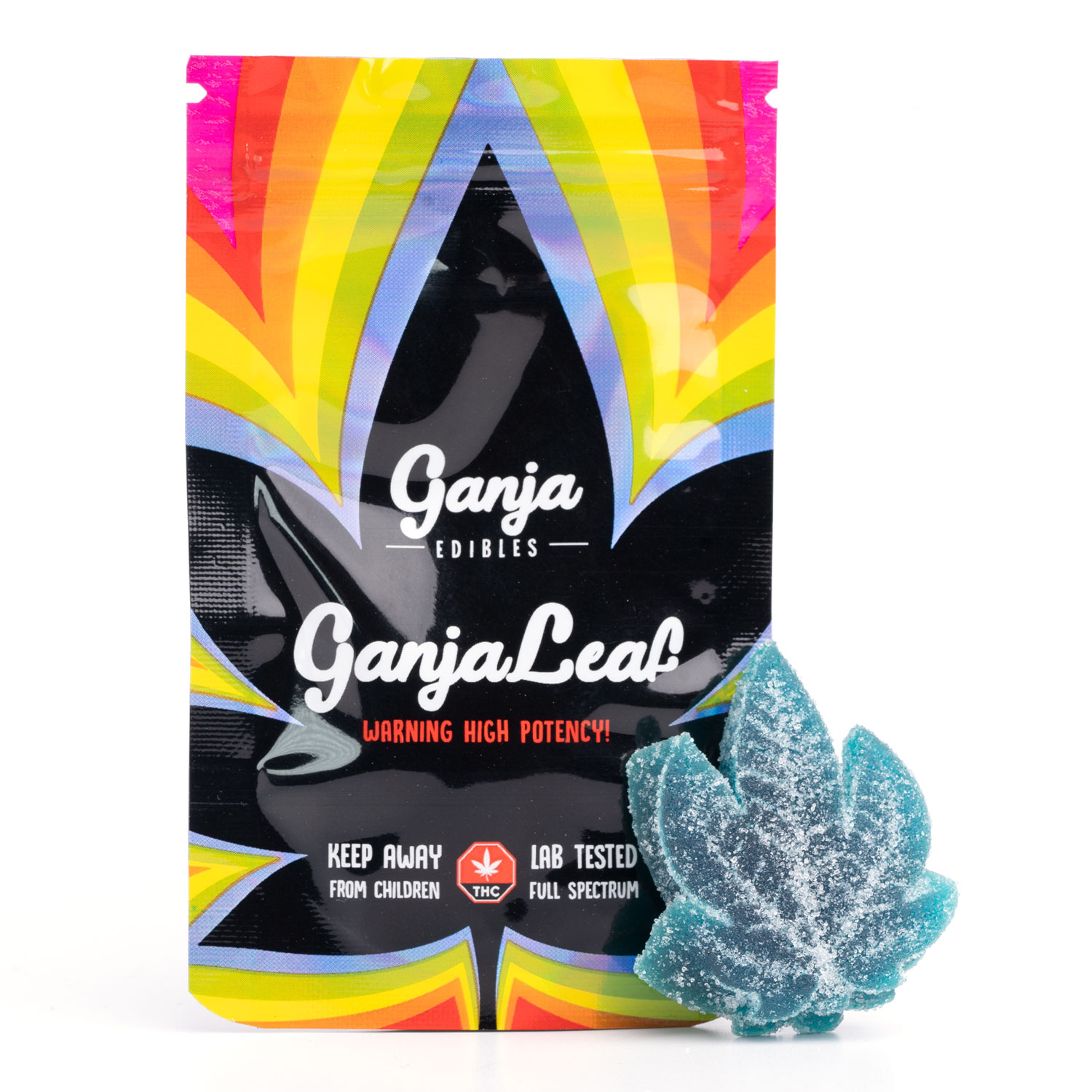 Ganja Edibles 1250mg Sour Blue Raspberry Ganja Leaf