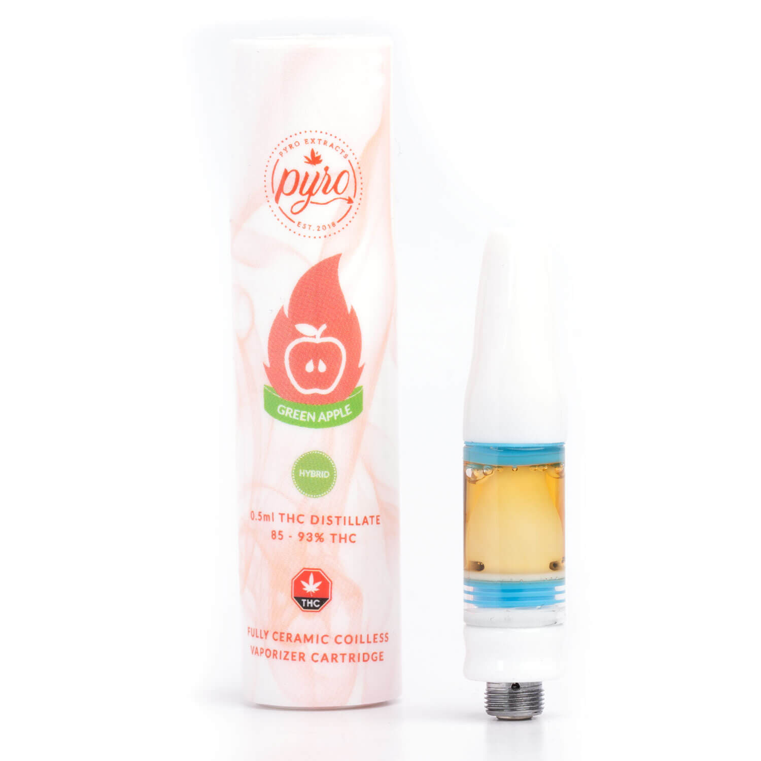 Green Apple THC Distillate Ceramic Cartridge (Pyro Extracts) 0.5ml
