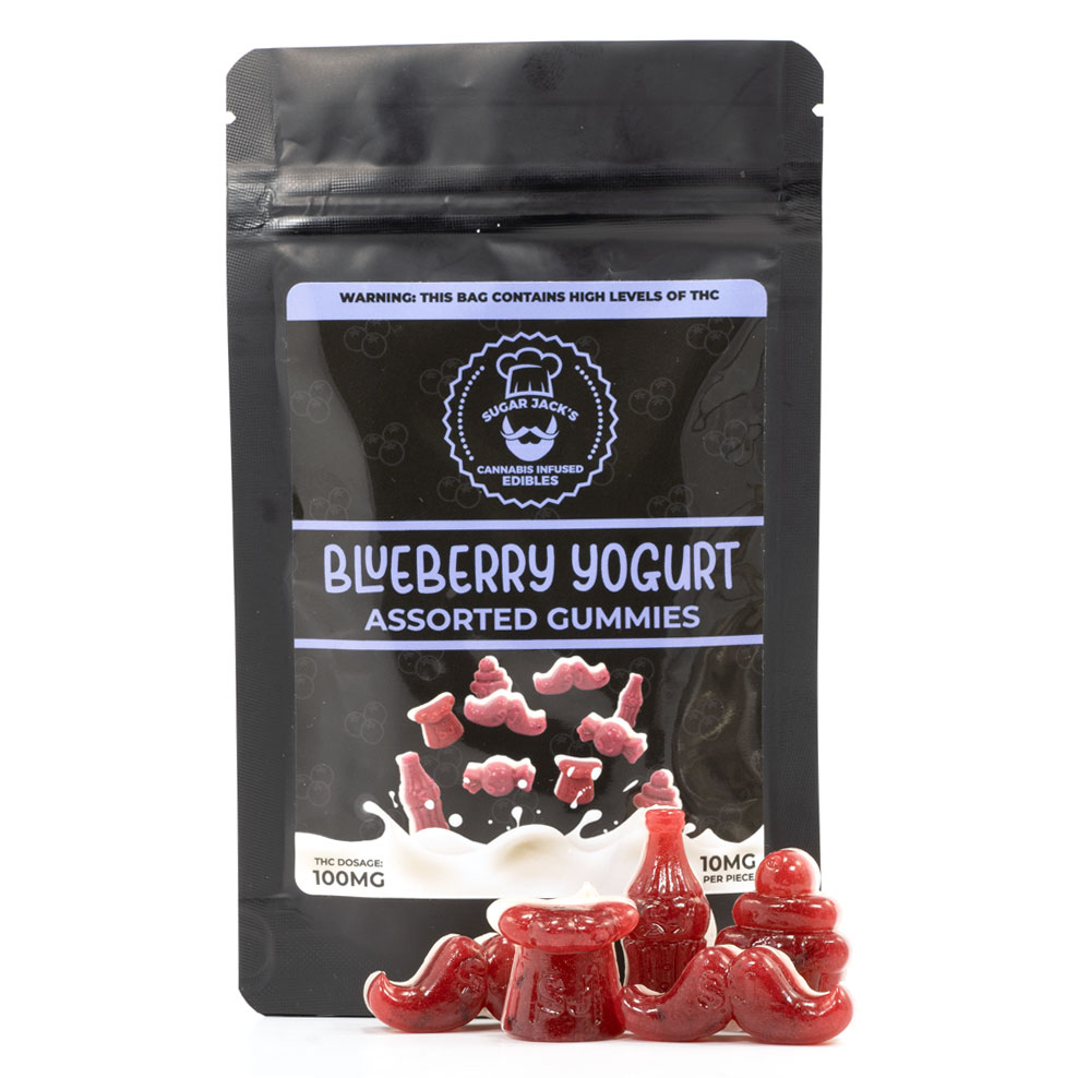 Sugar Jack's 100mg THC Blueberry Yogurt Gummies